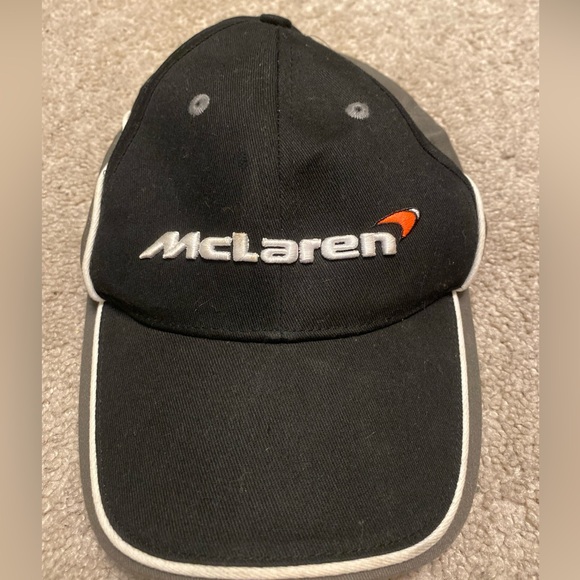 McLaren Hat Baseball Cap Adjustable McLaren Branded Hat Black Black Grey - Picture 1 of 7